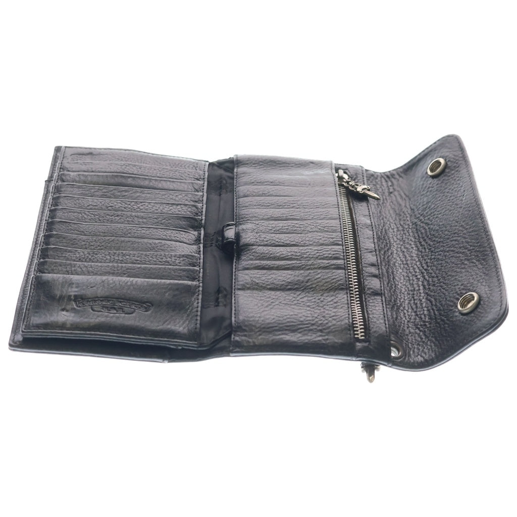 CHROME HEARTS(クロムハーツ) WAVE ウェーブ ハートボタン レザーウォレット 財布 ブラック