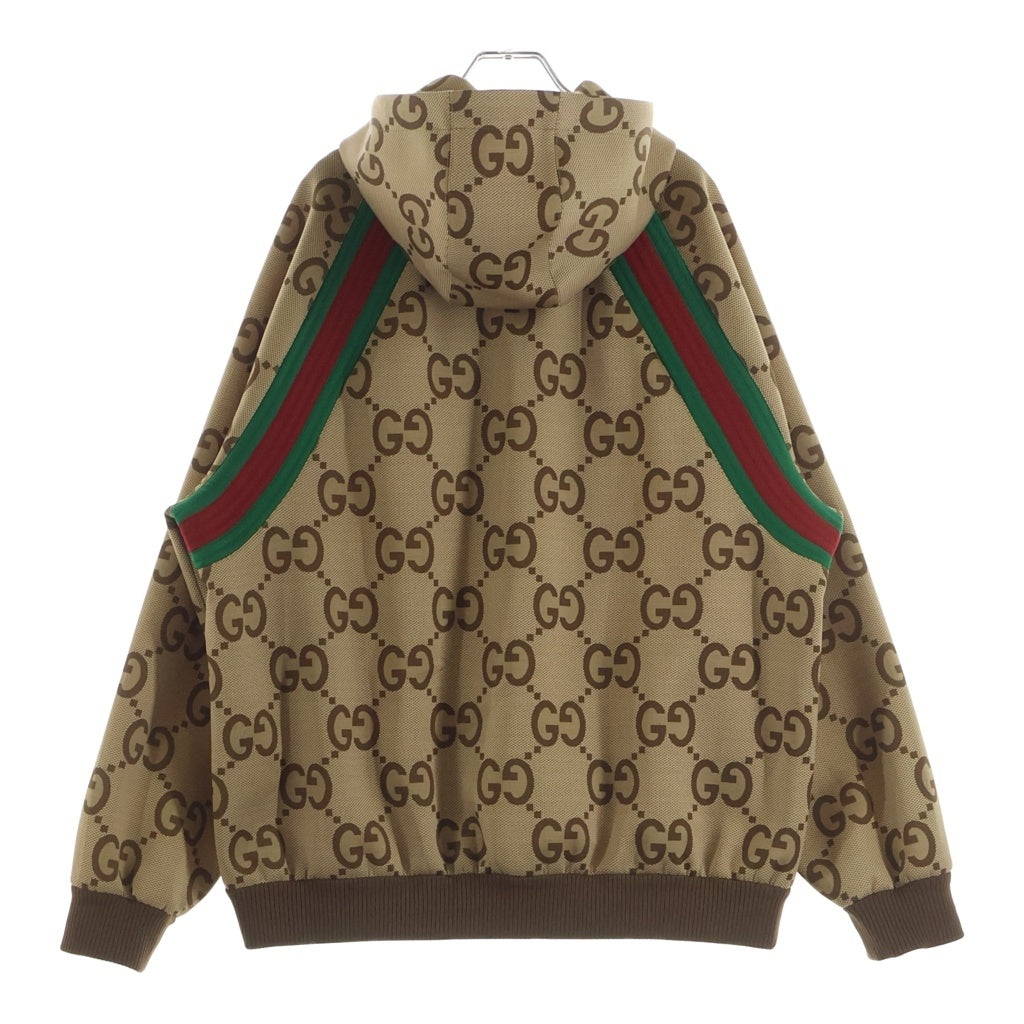 GUCCI(グッチ) Zip-Up Jumbo GG Pattern Hooded Polyester Blouson ジップアップ ジャンボ フーディブルゾン ベージュ 713974 XJETI