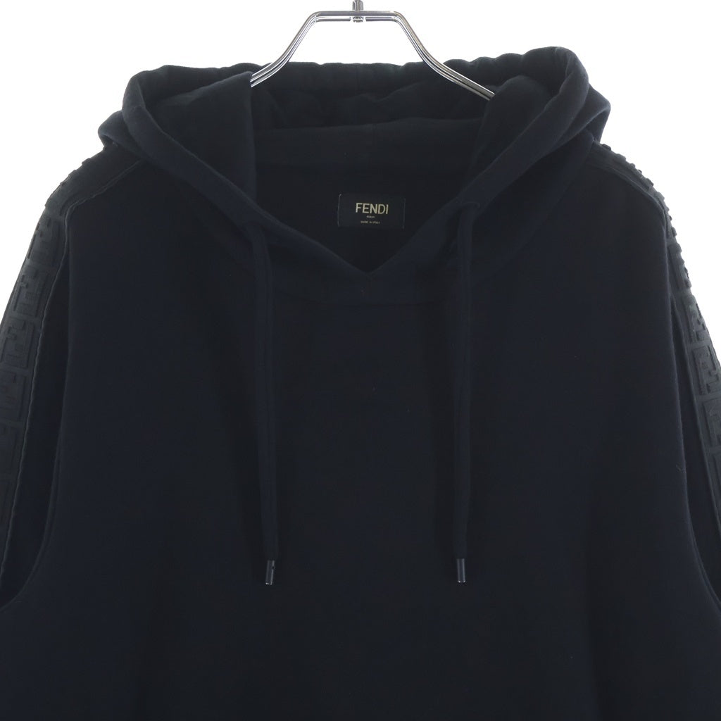 FENDI(フェンディ) ズッカ柄サイドライン プルオーバースウェットパーカー ブラック FY0981 A2F1