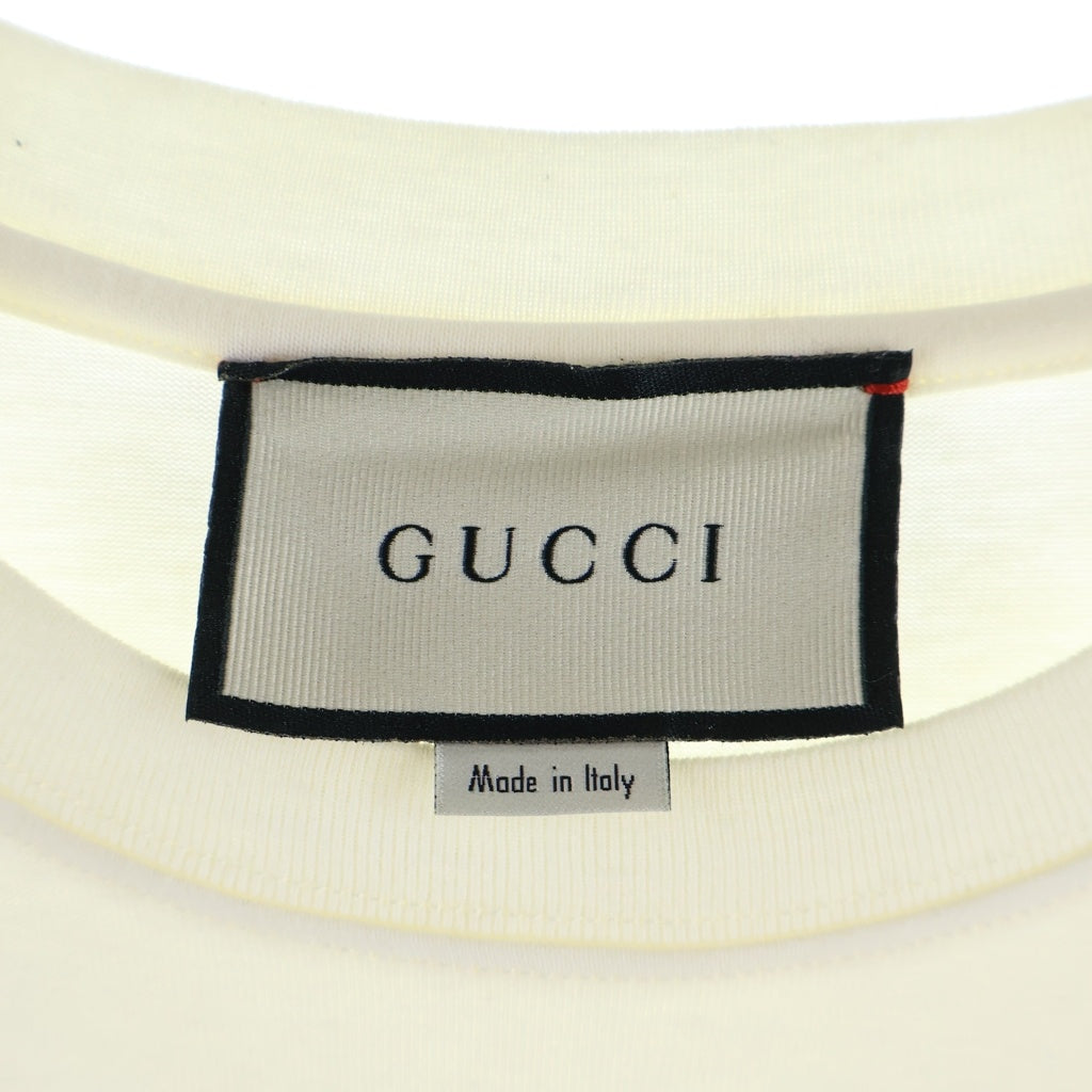 GUCCI(グッチ) ロゴブレードプリント クルーネック半袖カットソーTシャツ ホワイト 565806-XJAZY