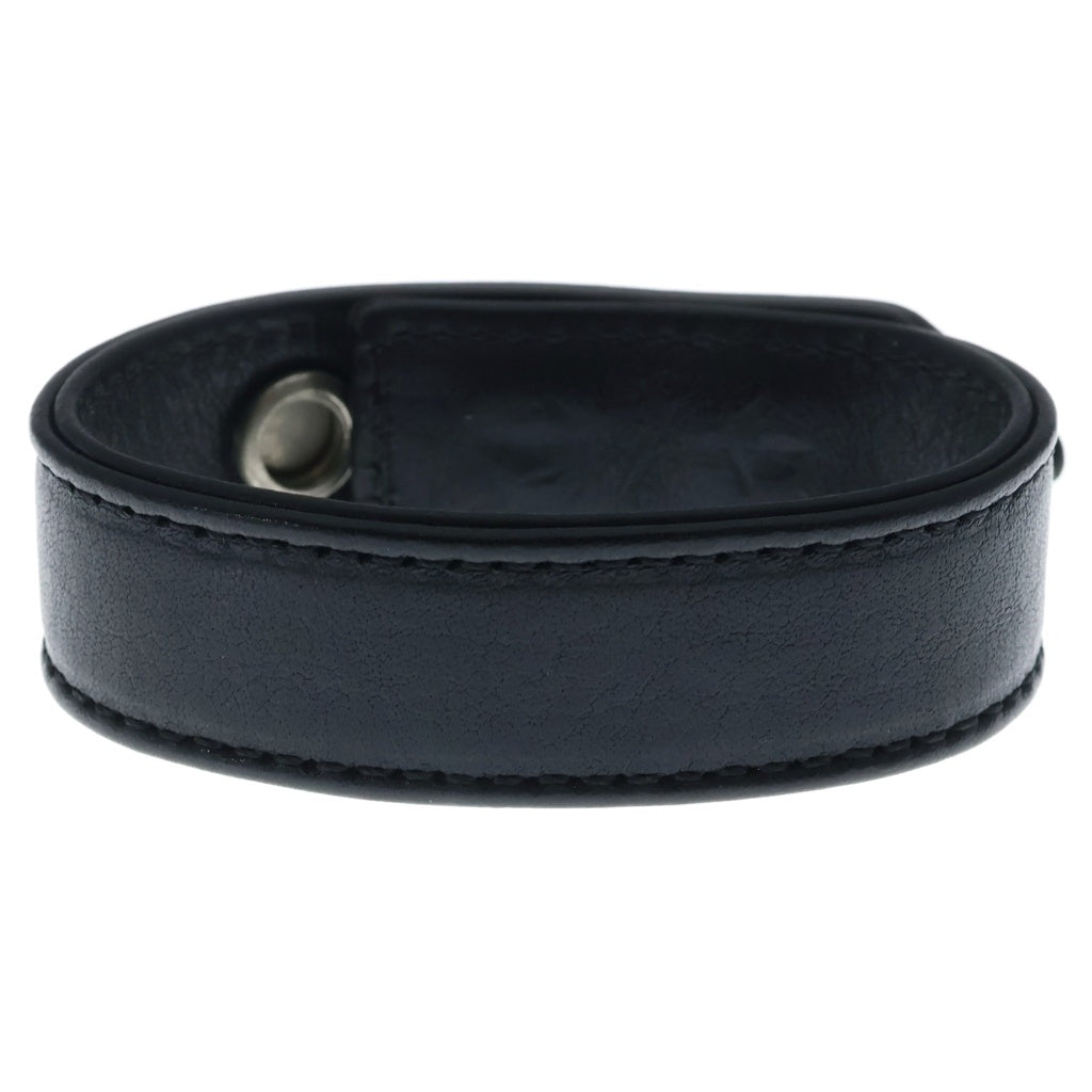 CHROME HEARTS(クロムハーツ) 3BTN 2SNP クロスボール 3ボタン2スナップ レザーブレスレット ブラック/シルバー BCA123 -