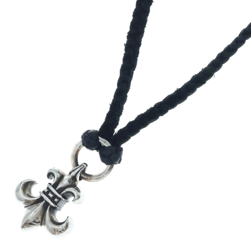 CHROME HEARTS(クロムハーツ) BS FLUER BC BSフレア レザーブレイド ボロチップ ネックレス ブラック/シルバー