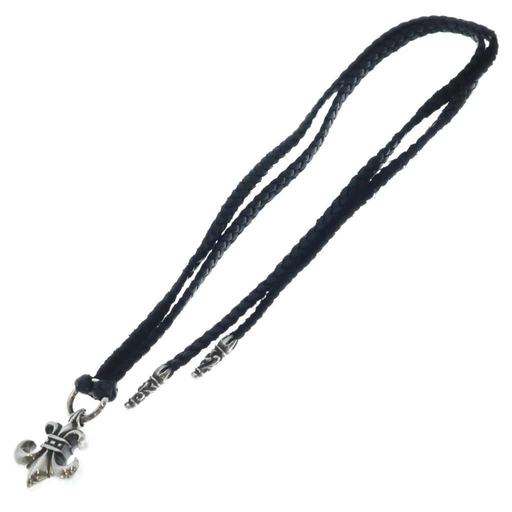 CHROME HEARTS(クロムハーツ) BS FLUER BC BSフレア レザーブレイド ボロチップ ネックレス ブラック/シルバー