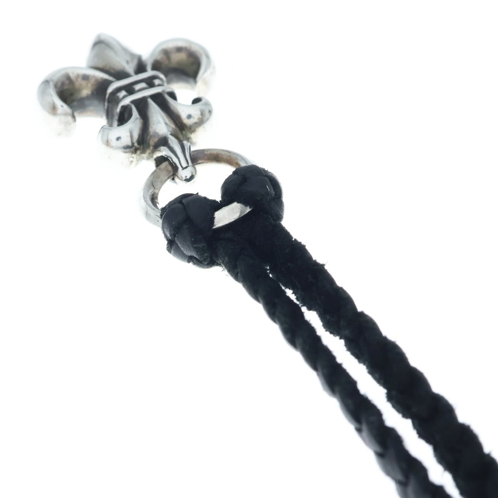 CHROME HEARTS(クロムハーツ) BS FLUER BC BSフレア レザーブレイド ボロチップ ネックレス ブラック/シルバー