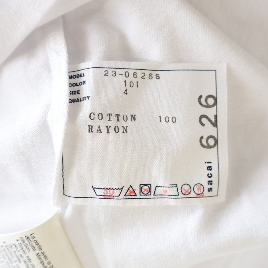 Sacai(サカイ) 23SS ×ERIC HAZE エリックヘイズ フロント刺繍半袖Tシャツ カットソー ホワイト 23-0626S