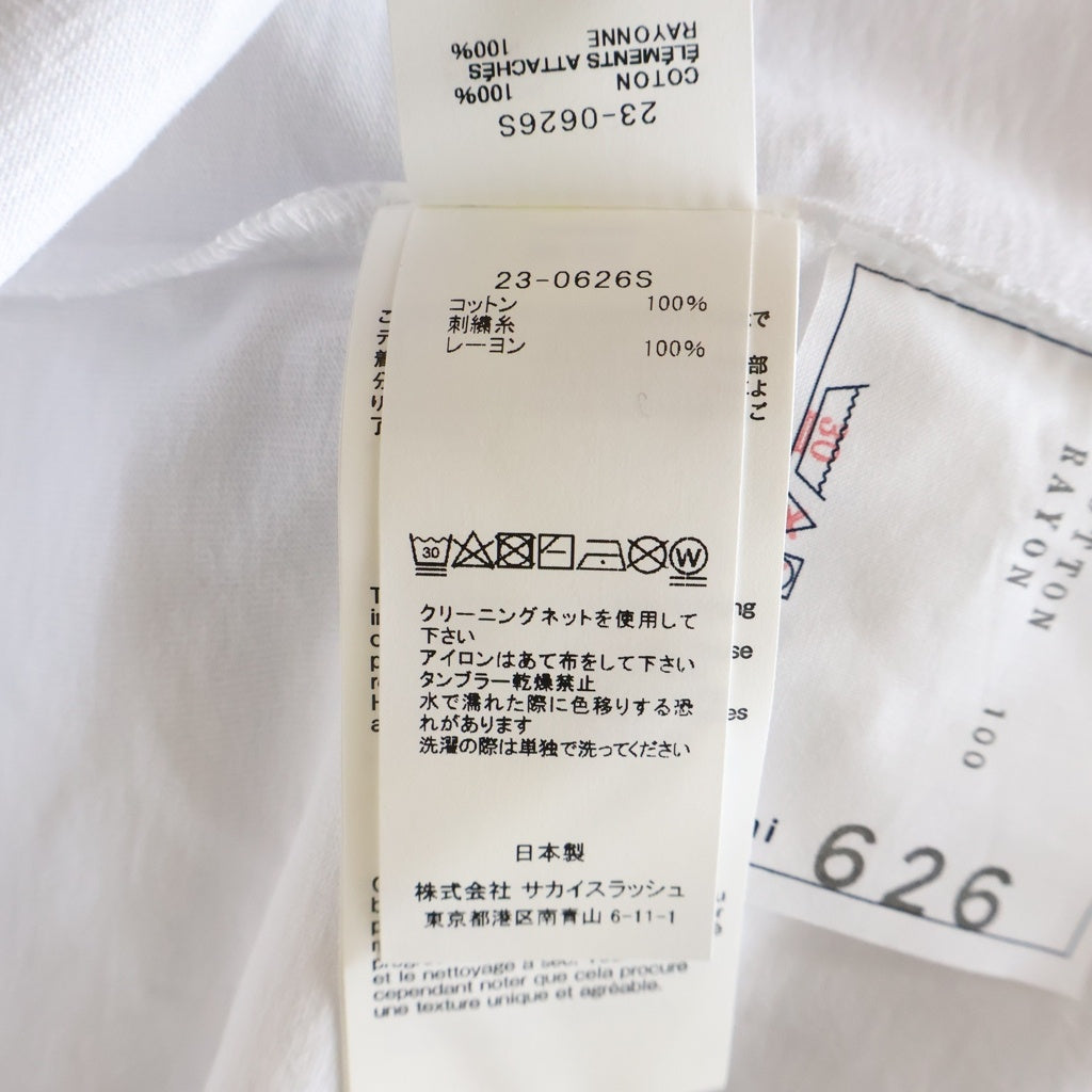 Sacai(サカイ) 23SS ×ERIC HAZE エリックヘイズ フロント刺繍半袖Tシャツ カットソー ホワイト 23-0626S