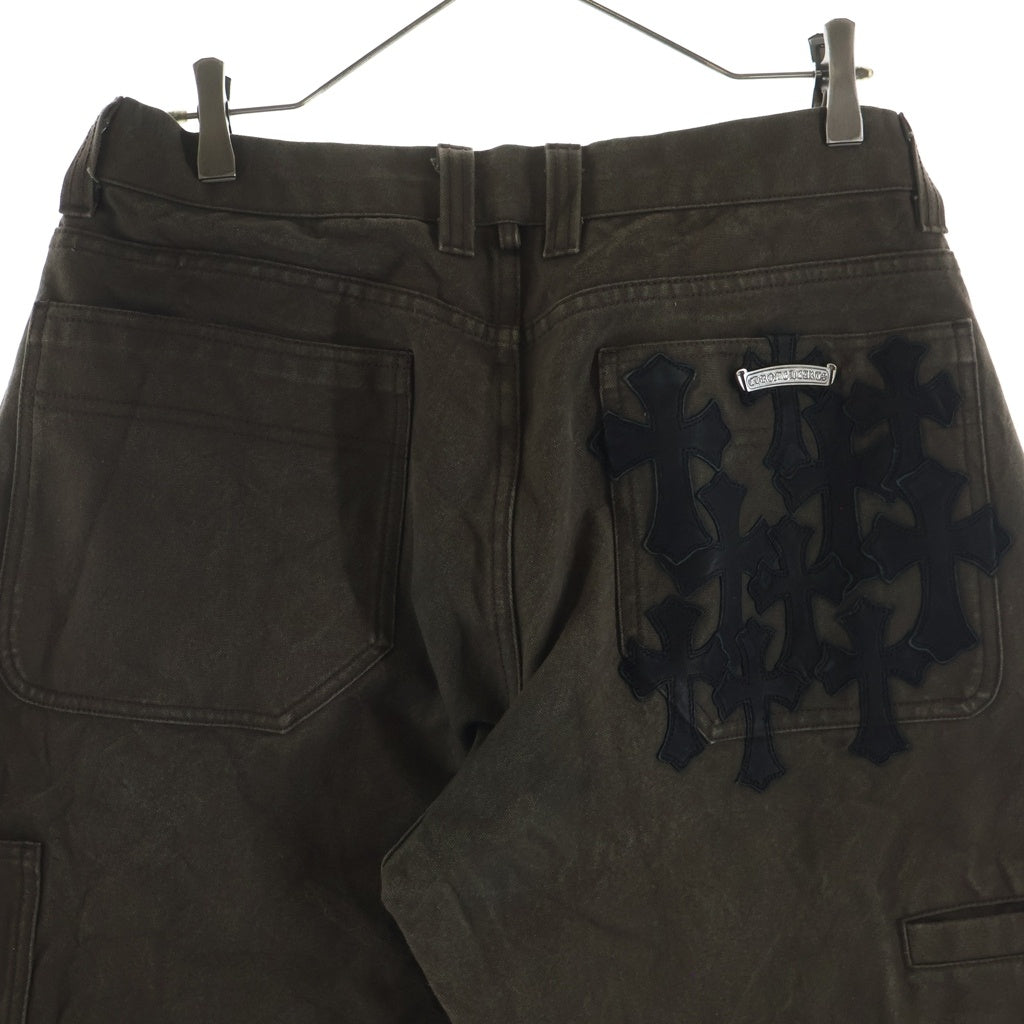 CHROME HEARTS(クロムハーツ) Cemetery Cross Leather Patch Cotton Cargo Pants セメタリークロス レザーパッチ コットンカーゴパンツ ブラウン ‐