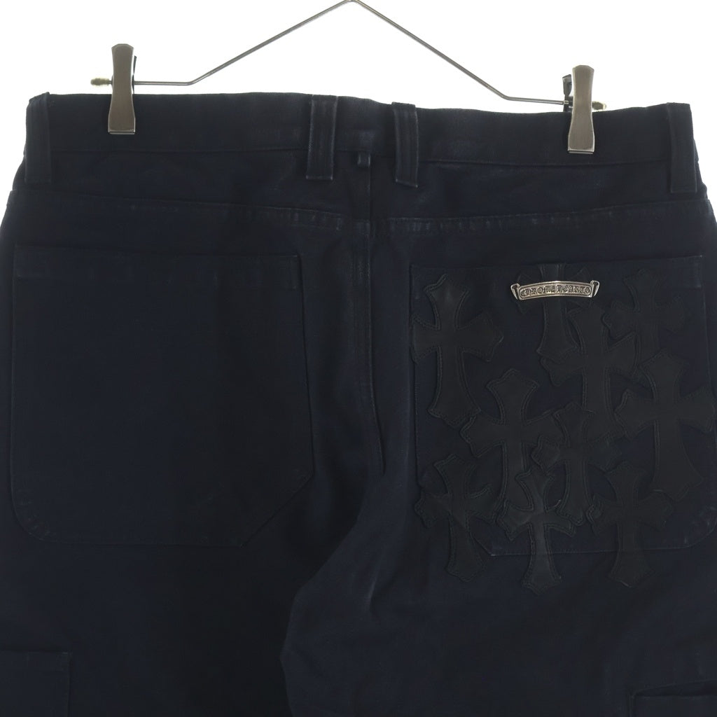 CHROME HEARTS(クロムハーツ) Cemetery Cross Leather Patch Cotton Cargo Pants セメタリークロス レザーパッチ コットンカーゴパンツ ブラック ‐