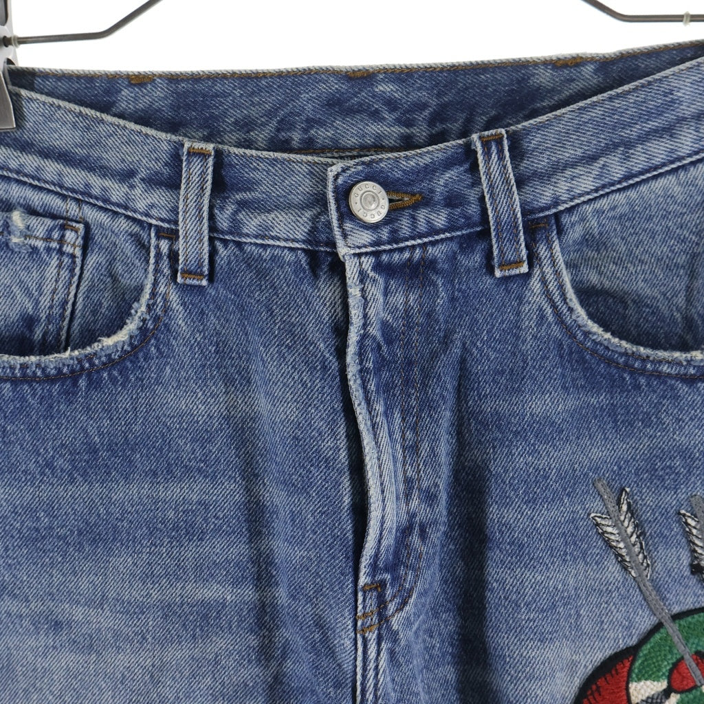 GUCCI(グッチ) Embroidery 刺繍 ストレート デニムパンツ インディゴ 452544 XR425