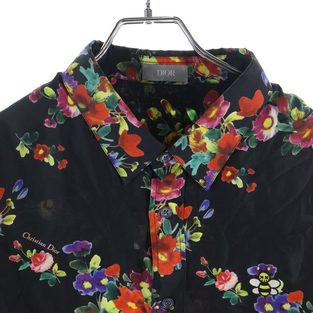 DIOR(ディオール) 19SS ×KAWS BEE刺繍 総柄シルク長袖シャツ ブラック 23C561W6009