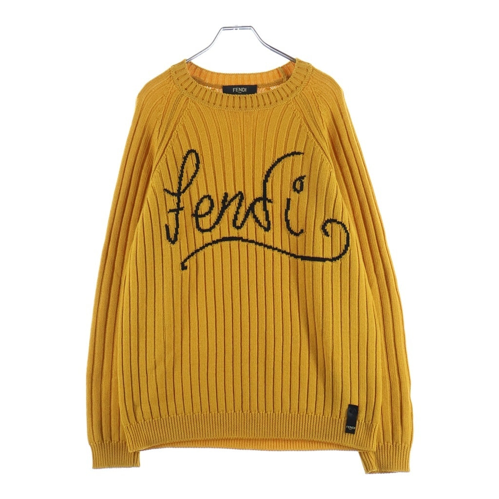 FENDI(フェンディ) フロントロゴデザイン ウールニット クルーネックセーター イエロー FZY451