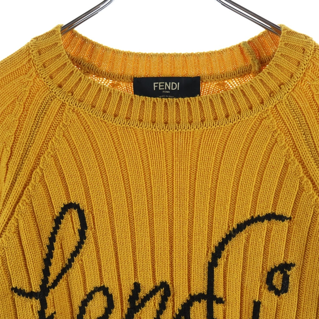 FENDI(フェンディ) フロントロゴデザイン ウールニット クルーネックセーター イエロー FZY451
