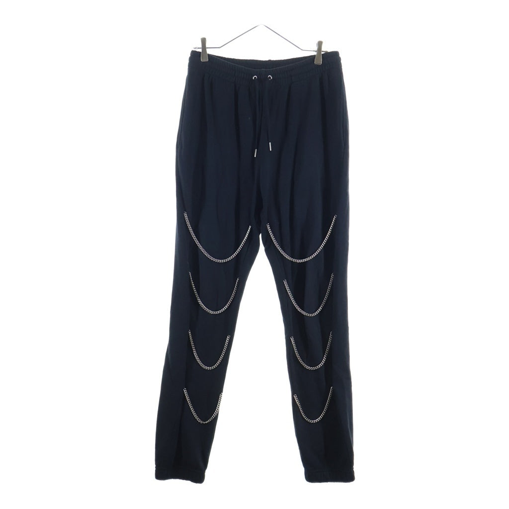 CELINE(セリーヌ) 21AW CHAINS TRACK PANTS IN COTTON FLEECE コットンフリース チェーン ジョガーパンツ スウェットパンツ 2Z108052H ブラック