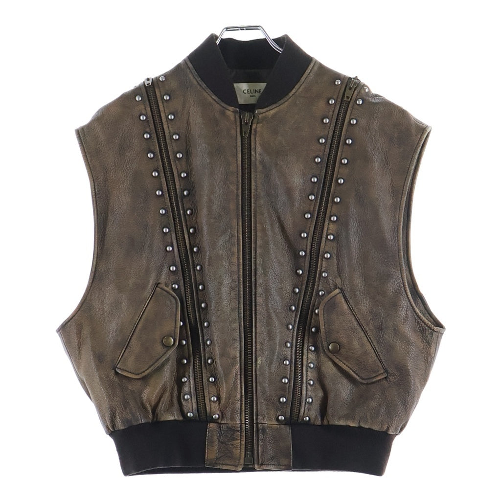 CELINE(セリーヌ) 21AW Deer Lether Best ディア レザーベスト ブラウン 2E993594O