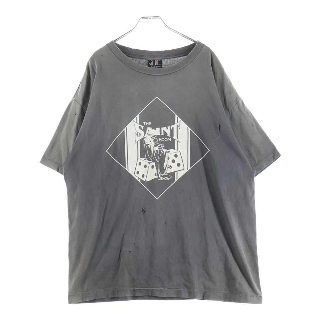 SAINT MICHAEL(セントマイケル) 22AW ×SHERMER ACADEMY SA SS TEE SAINT ROOM シャーマーアカデミー ROOM ショートスリーブ半袖Tシャツ カットソー ブラック SM-A22-0000-056