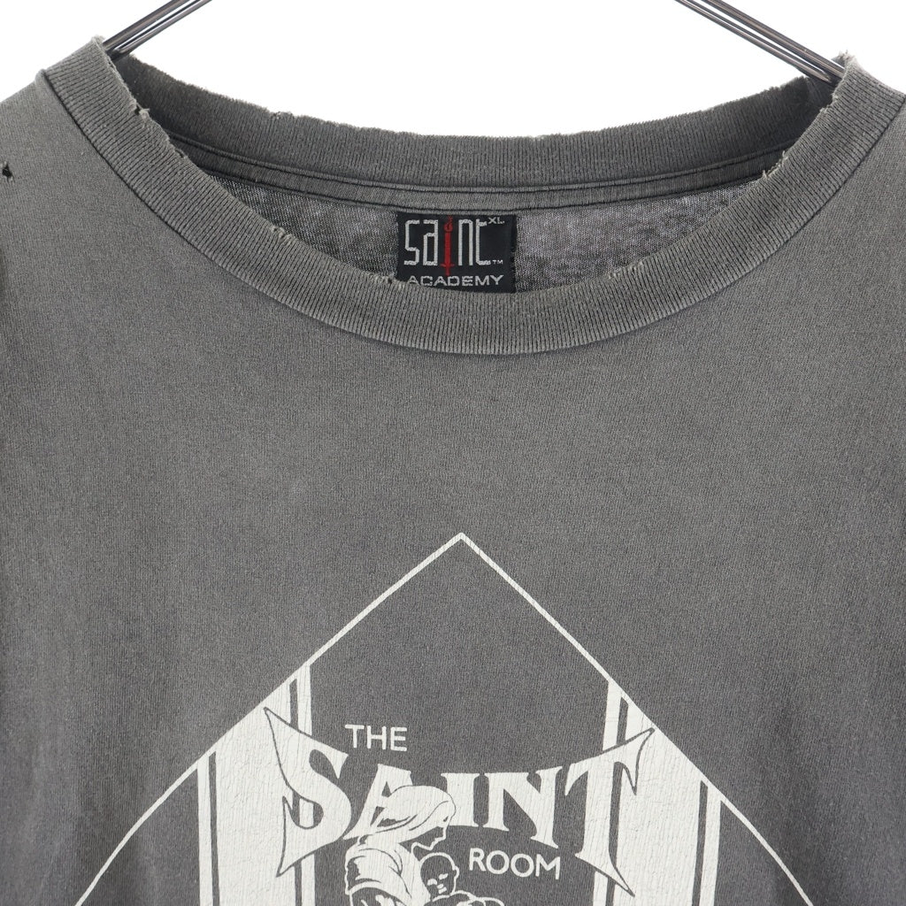 SAINT MICHAEL(セントマイケル) 22AW ×SHERMER ACADEMY SA SS TEE SAINT ROOM シャーマーアカデミー ROOM ショートスリーブ半袖Tシャツ カットソー ブラック SM-A22-0000-056