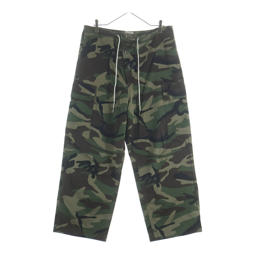 CELINE(セリーヌ) 21SS Loose Cargo Pants In Camouflage Cotton ルーズカーゴパンツ カモ柄ドローストリングカーゴパンツ グリーン 2Z133494M