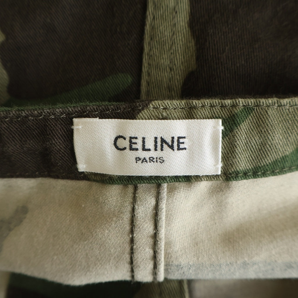 CELINE(セリーヌ) 21SS Loose Cargo Pants In Camouflage Cotton ルーズカーゴパンツ カモ柄ドローストリングカーゴパンツ グリーン 2Z133494M