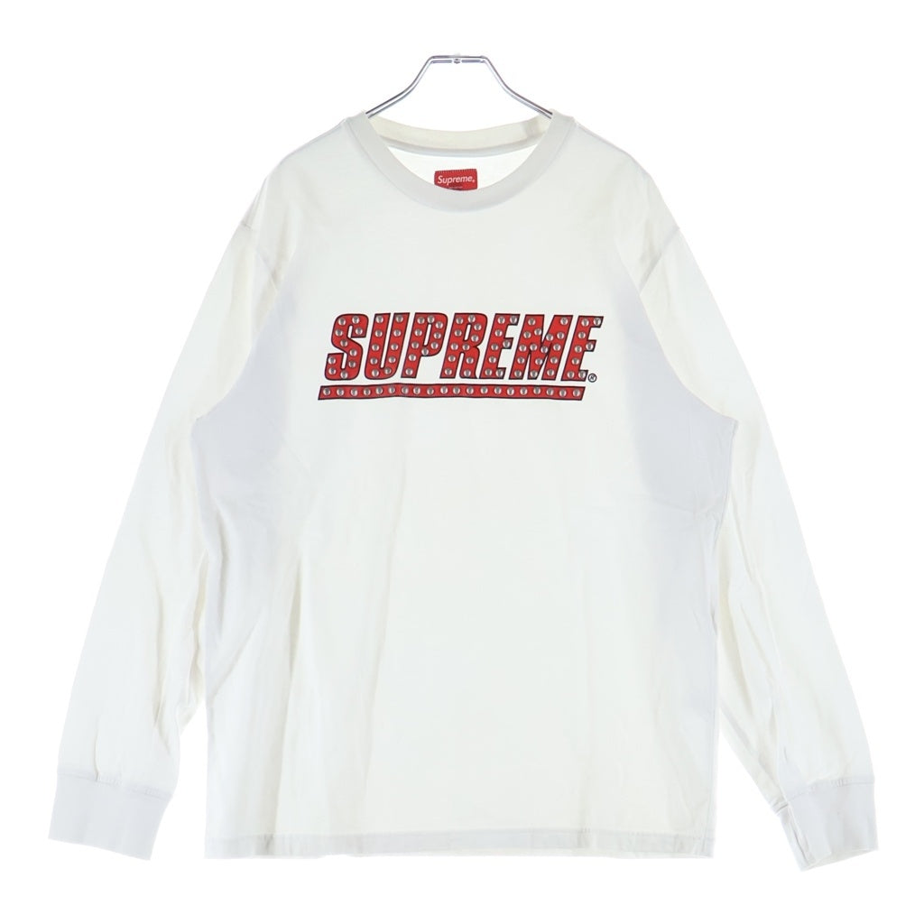SUPREME(シュプリーム) 20SS Studded L/S Top ロゴスタッズプリント クルーネック長袖カットソーTシャツ ホワイト