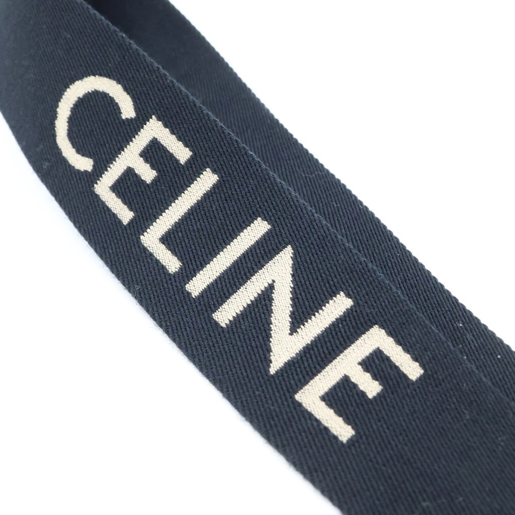CELINE(セリーヌ) ロゴ ショルダーストラップ キャンバス×レザー×GP ブラック レディース