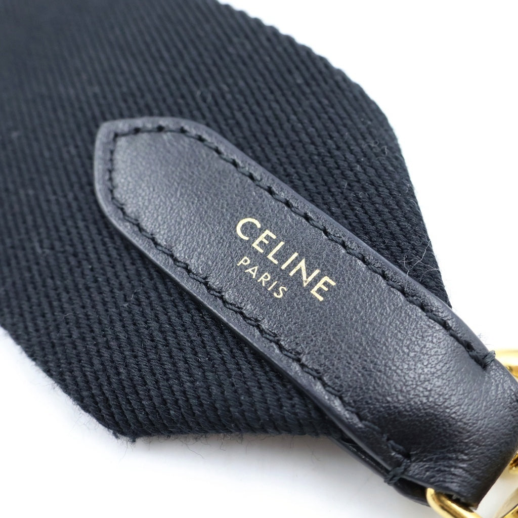 CELINE(セリーヌ) ロゴ ショルダーストラップ キャンバス×レザー×GP ブラック レディース