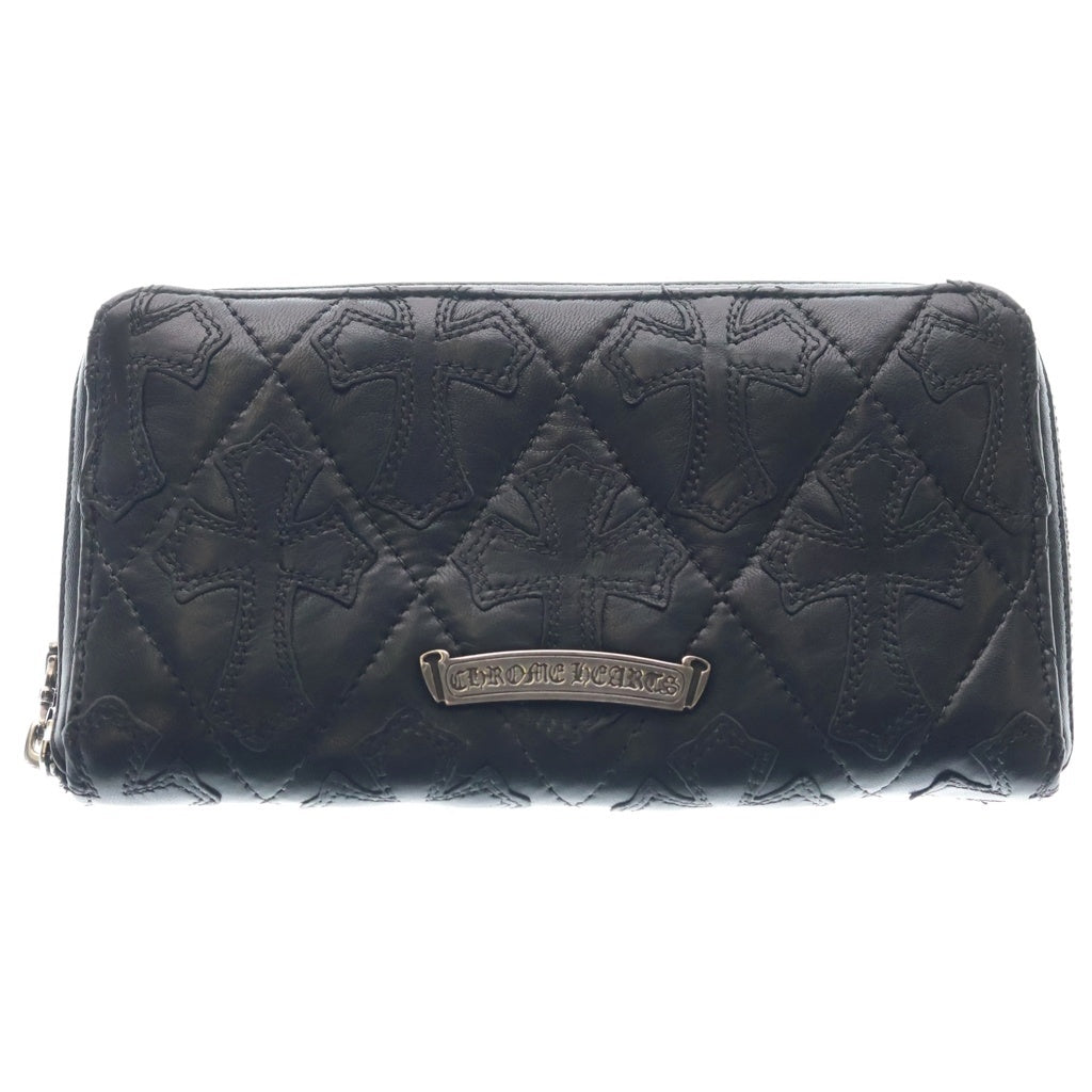 CHROME HEARTS(クロムハーツ) REC F ZIP QUILTED セメタリークロス キルティング レザーウォレット ブラック ‐