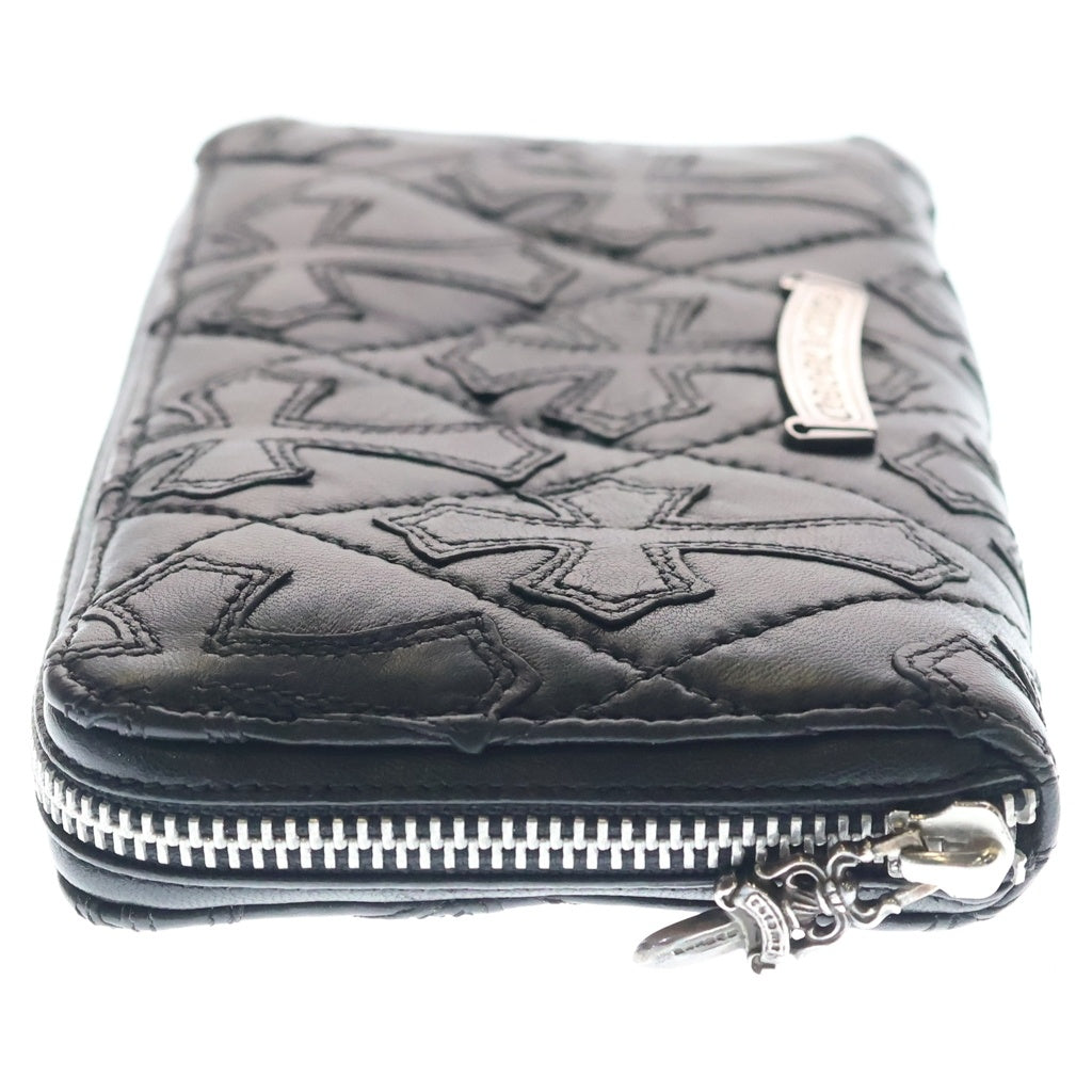 CHROME HEARTS(クロムハーツ) REC F ZIP QUILTED セメタリークロス キルティング レザーウォレット ブラック ‐