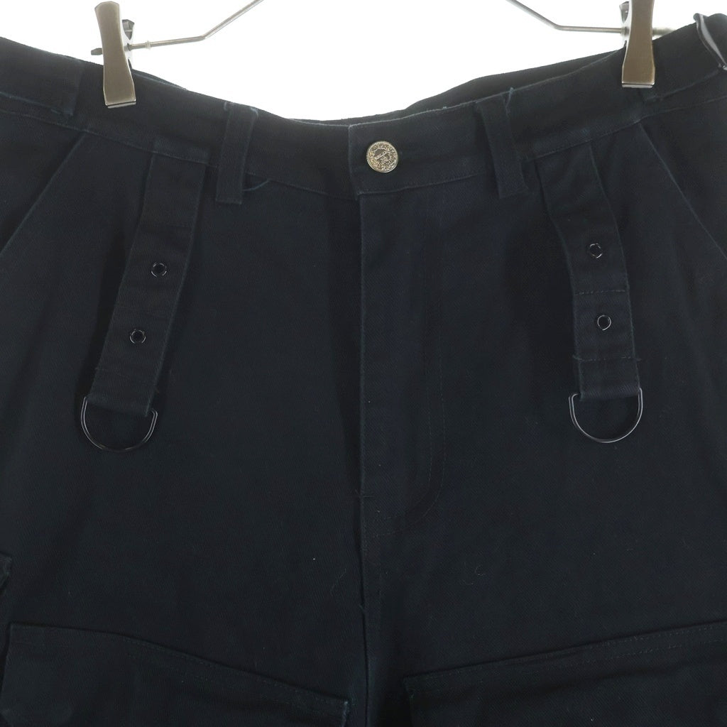 VETEMENTS(ヴェトモン) 23SS MULTIPOCKET CARGO PANTS マルチポケット ショーツ切替 ワイド カーゴパンツ ブラック UE63PA320B