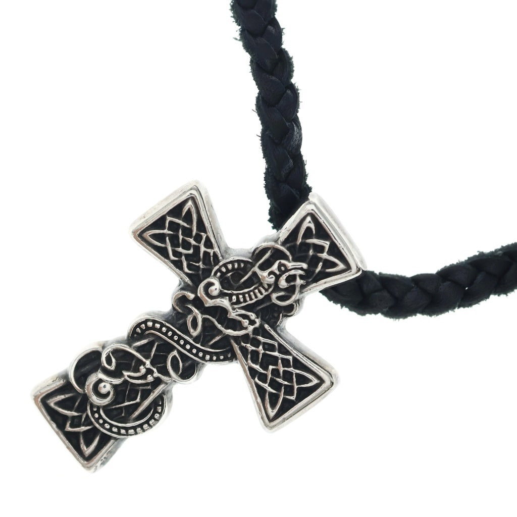 CHROME HEARTS(クロムハーツ) CELTIC CROSS XS ケルティッククロス レザーブレイド ネックレス シルバー/ブラック