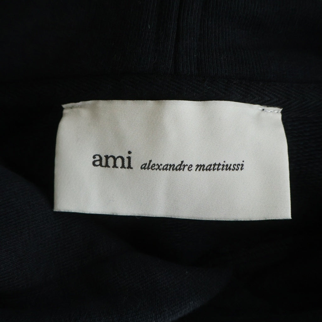 ami(アミ) Logo Hoodie ロゴプルオーバーパーカー フーディー ブラック BFUSW235.730