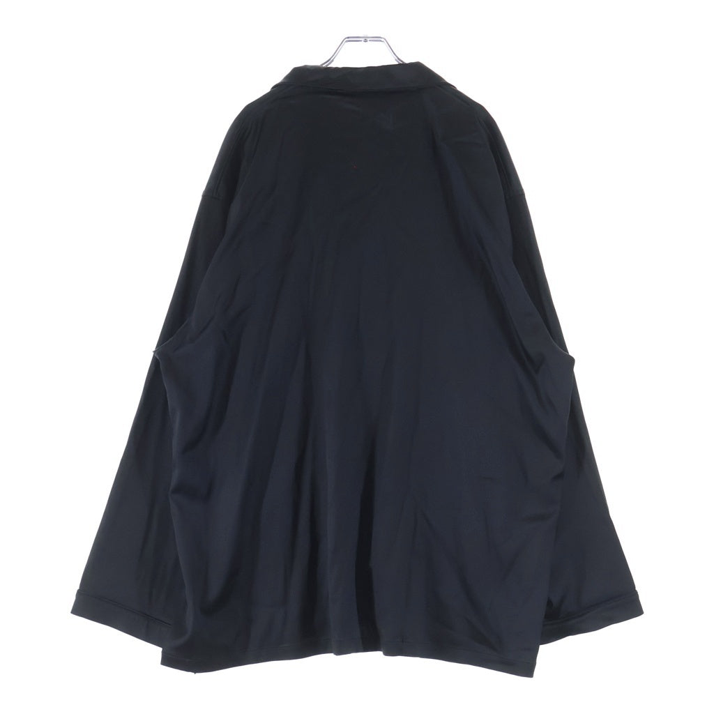BALENCIAGA(バレンシアガ) レーヨンパジャマシャツ ポケットロゴ長袖シャツ ブラック 583406 TA021