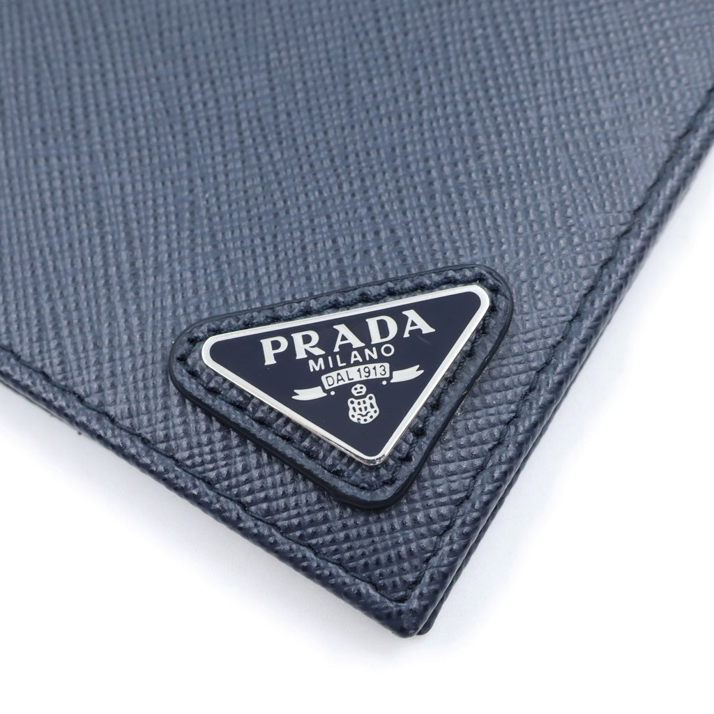 PRADA(プラダ) レザー2つ折り財布 マネークリップ ネイビー