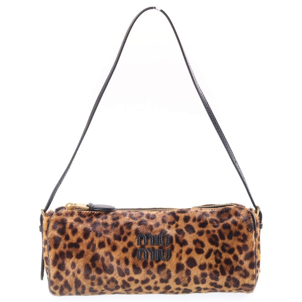 miumiu(ミュウミュウ) Pouch leather bag animal print レオパード柄 ハラコショルダーバッグ ブラウン 5NE851 レディース