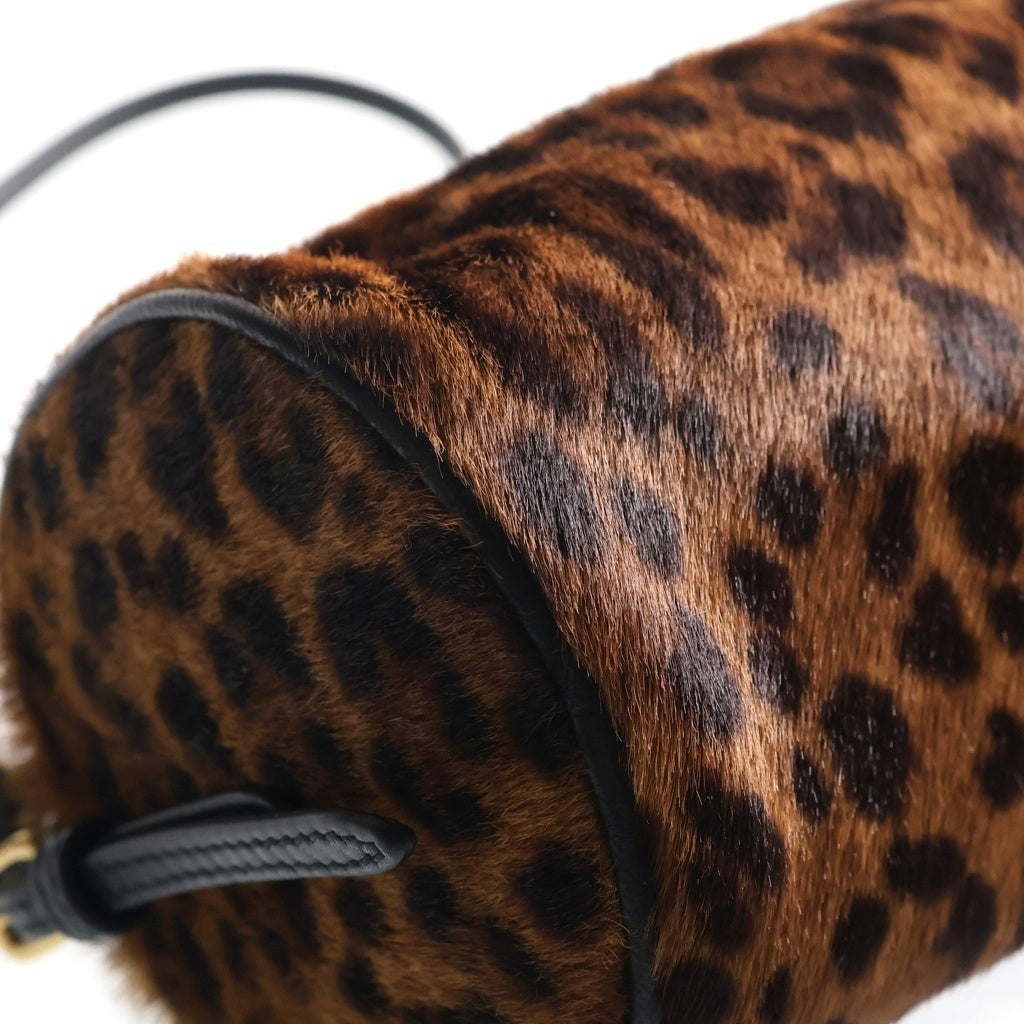 miumiu(ミュウミュウ) Pouch leather bag animal print レオパード柄 ハラコショルダーバッグ ブラウン 5NE851 レディース