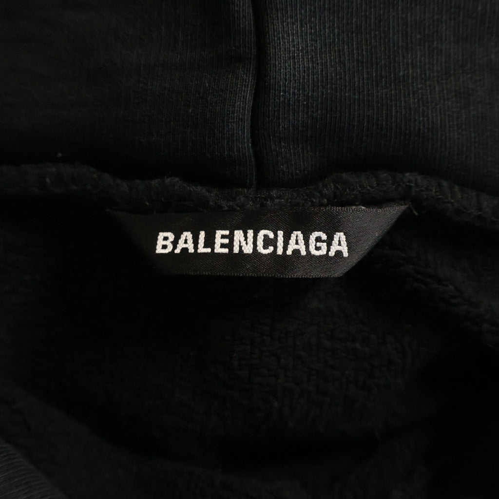 BALENCIAGA(バレンシアガ) 20AW ダメージ加工 ゴシックプリントオーバーサイズパーカー ブラック 641679 TJV79