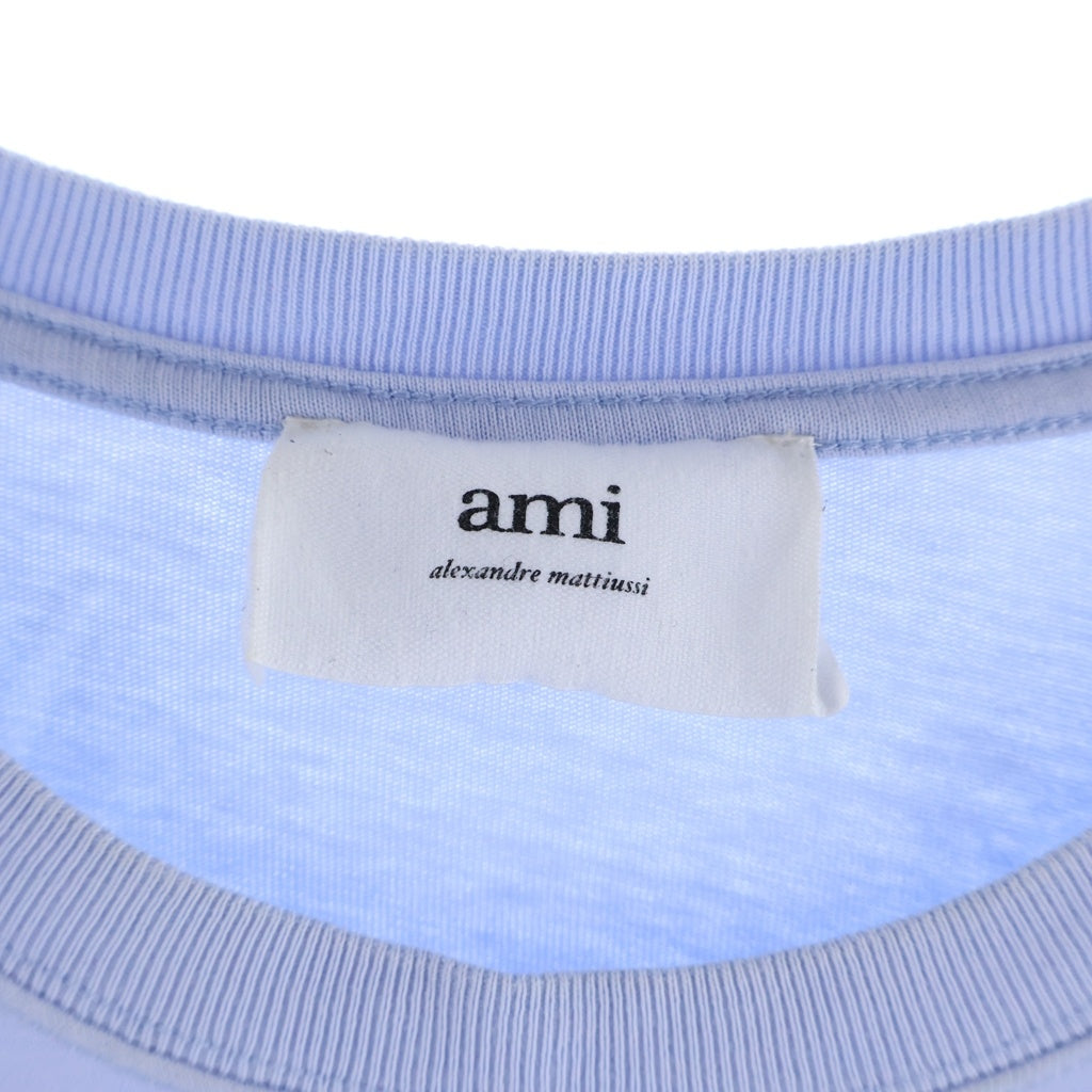ami paris(アミパリス) 22SS フロントハートロゴ刺繍 クルーネック半袖カットソーTシャツ ブルー E22UTS002.726