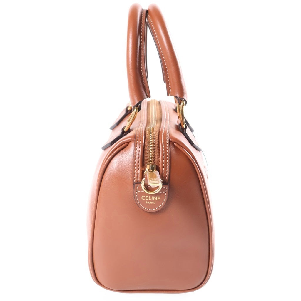 CELINE(セリーヌ) スモールボストン キュイル 2WAYハンドバッグ ブラウン GD金具 レディース