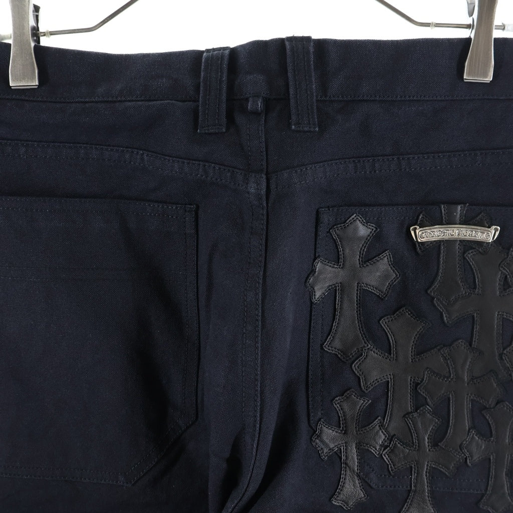 CHROME HEARTS(クロムハーツ) Cemetery Cross Leather Patch Cotton Cargo Pants セメタリークロス レザーパッチ コットンカーゴパンツ ブラック