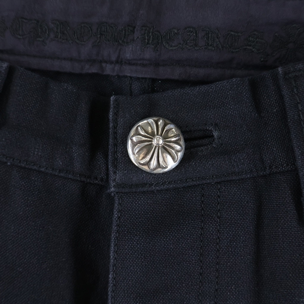CHROME HEARTS(クロムハーツ) Cemetery Cross Leather Patch Cotton Cargo Pants セメタリークロス レザーパッチ コットンカーゴパンツ ブラック