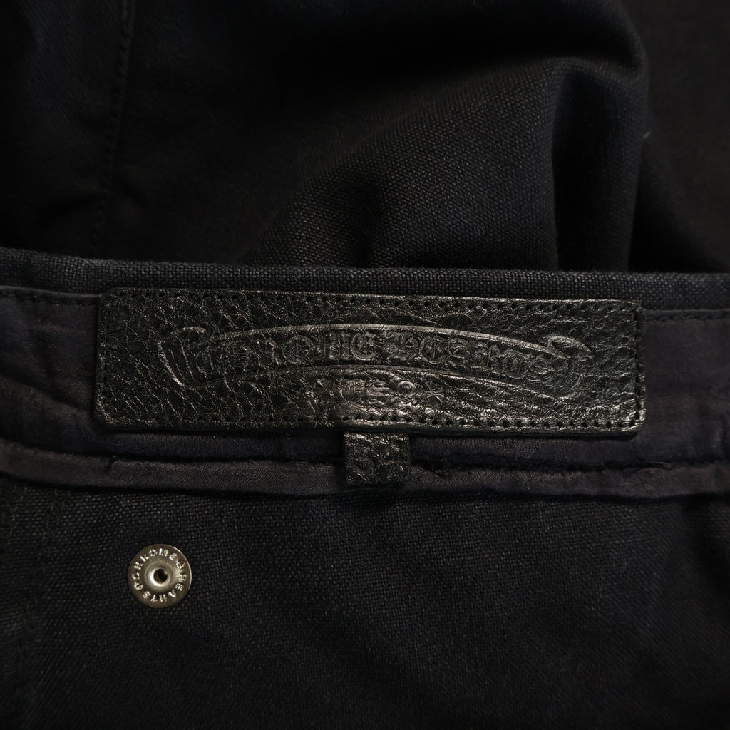 CHROME HEARTS(クロムハーツ) Cemetery Cross Leather Patch Cotton Cargo Pants セメタリークロス レザーパッチ コットンカーゴパンツ ブラック
