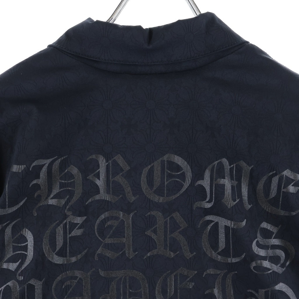 CHROME HEARTS(クロムハーツ) RIGGINS FBRC 英字プリント クロスボールボタン付き/総柄CHプラスプリント ナイロンコーチジャケット ブラック
