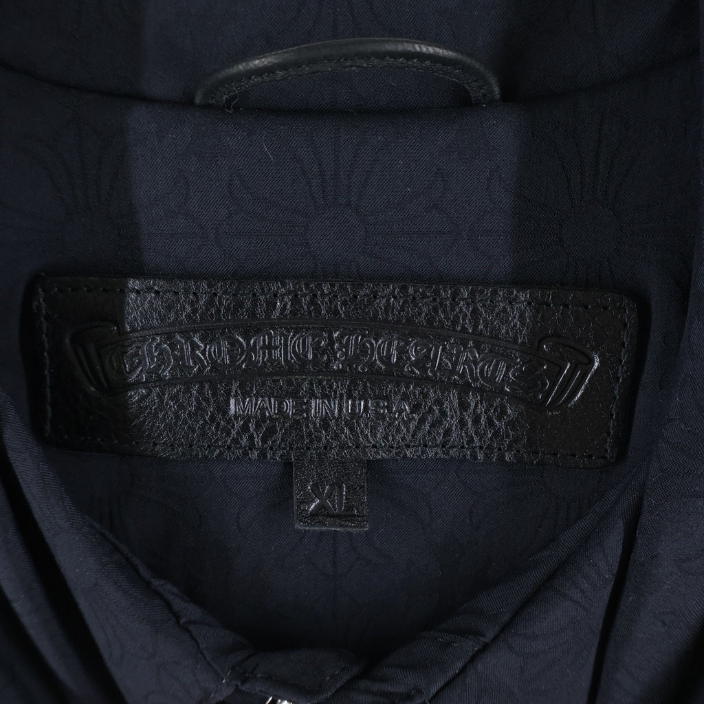 CHROME HEARTS(クロムハーツ) RIGGINS FBRC 英字プリント クロスボールボタン付き/総柄CHプラスプリント ナイロンコーチジャケット ブラック