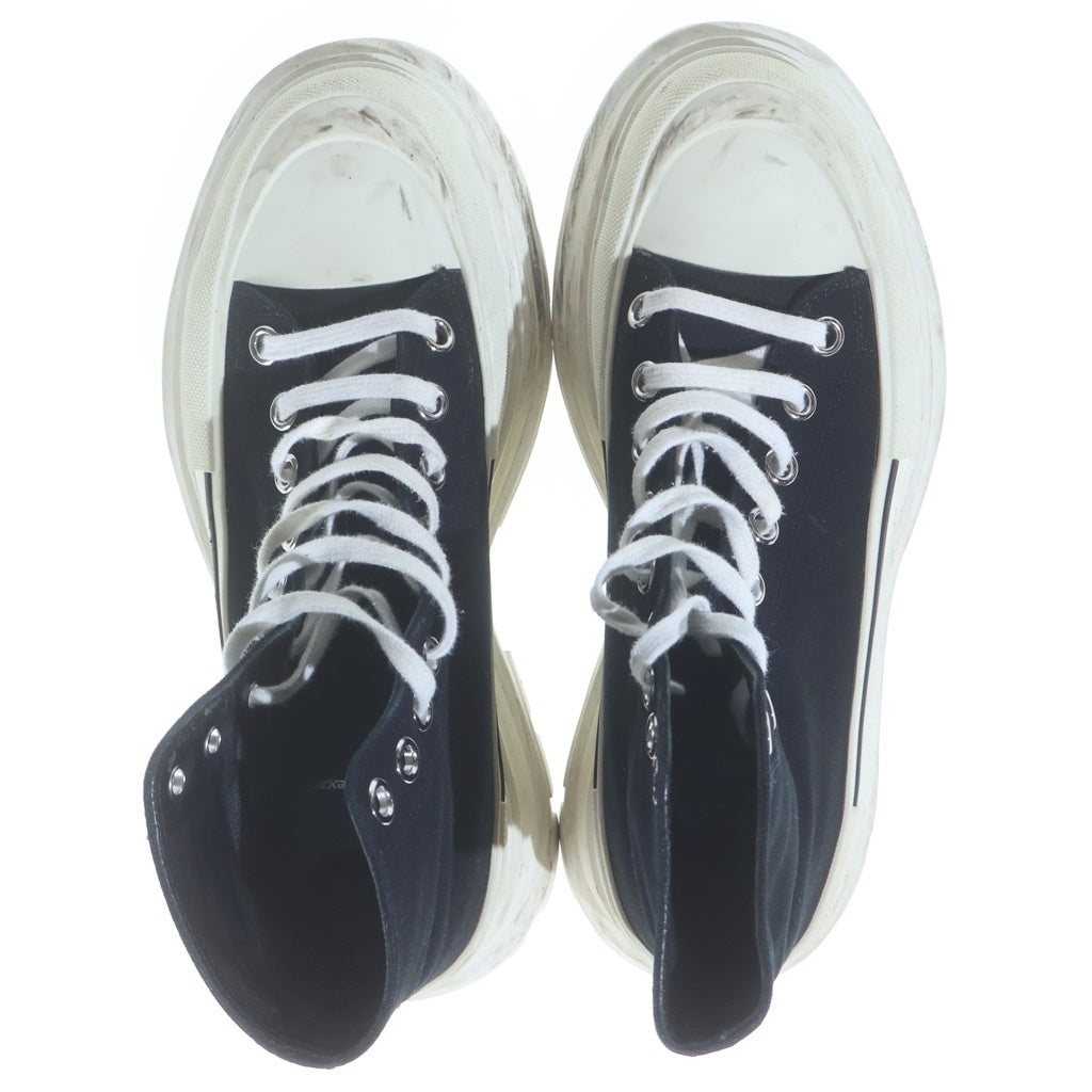 Alexander McQueen(アレキサンダーマックイーン) トレッドスリック チャンキーソールキャンバスレザーハイカットスニーカー ブラック/ホワイト 604254