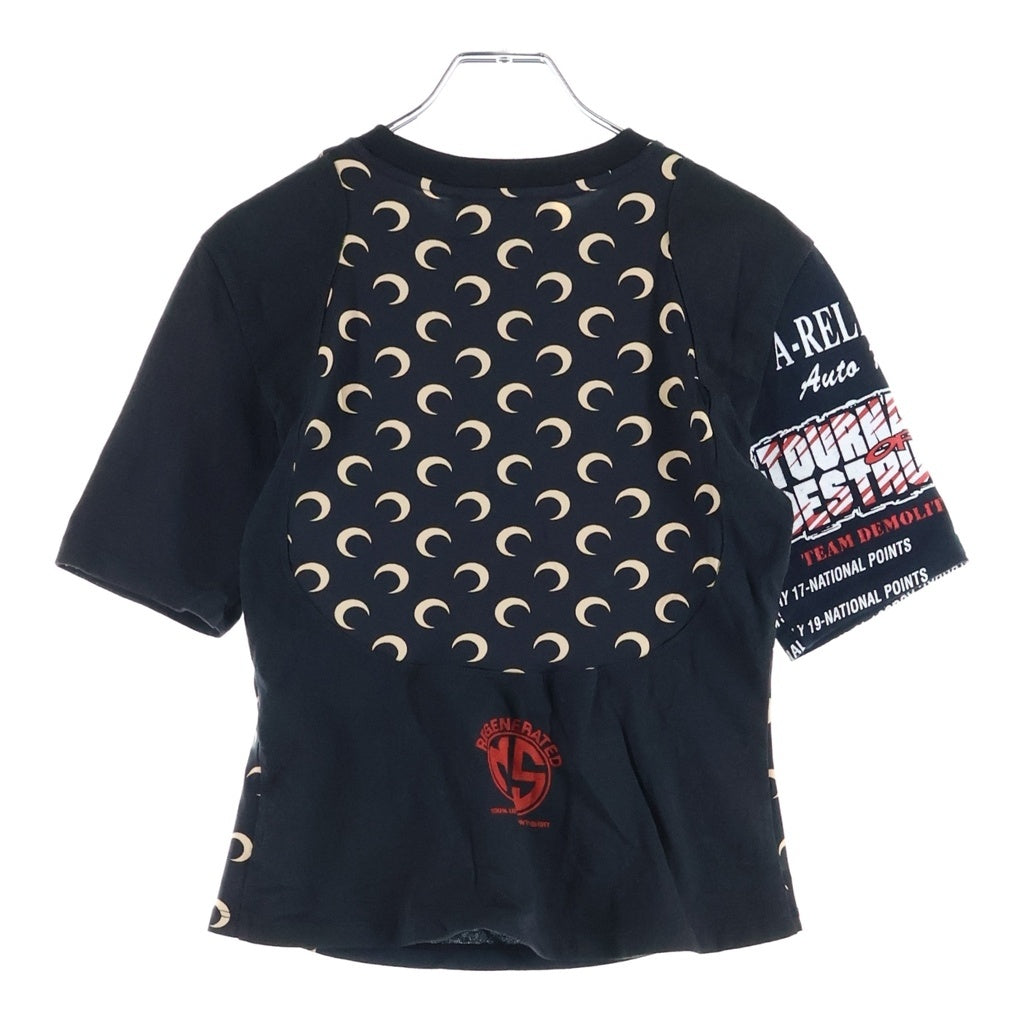 MARINE SERRE(マリーン セル) graphic tee グラフィック半袖Tシャツ カットソー ブラック レディース