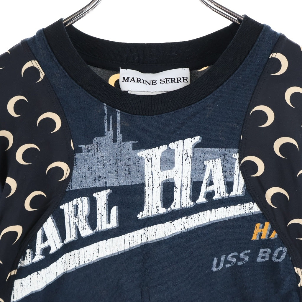 MARINE SERRE(マリーン セル) graphic tee グラフィック半袖Tシャツ カットソー ブラック レディース