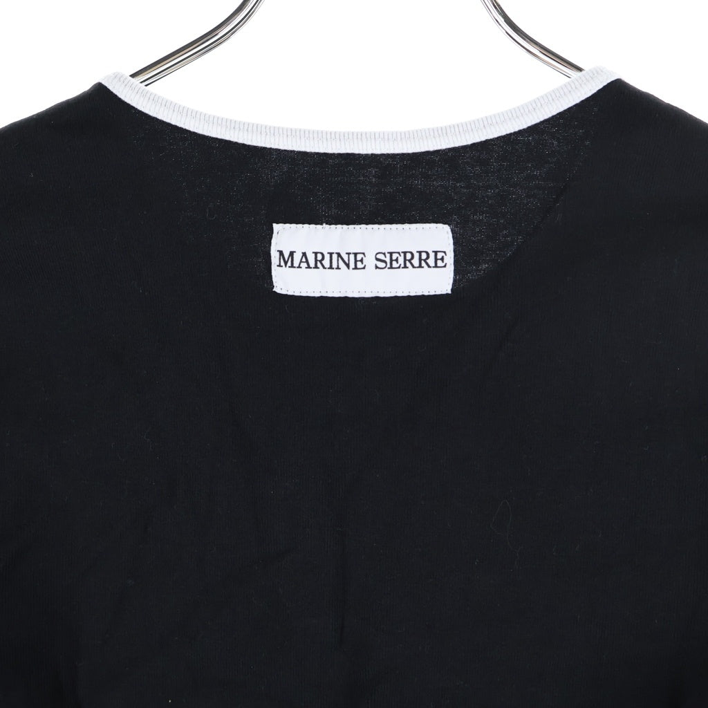 MARINE SERRE(マリーン セル) Moon Logo Bicolor ムーンロゴ リンガーT 半袖Tシャツ カットソー ブラック/ホワイト レディース