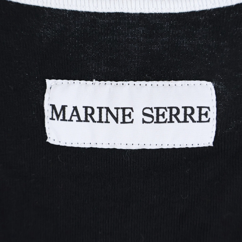 MARINE SERRE(マリーン セル) Moon Logo Bicolor ムーンロゴ リンガーT 半袖Tシャツ カットソー ブラック/ホワイト レディース