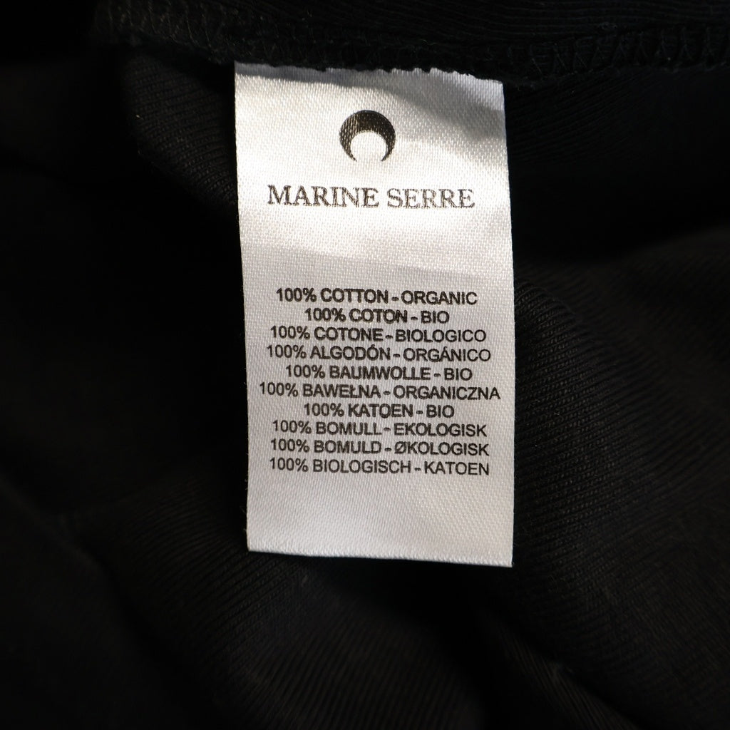 MARINE SERRE(マリーン セル) Moon Logo Bicolor ムーンロゴ リンガーT 半袖Tシャツ カットソー ブラック/ホワイト レディース