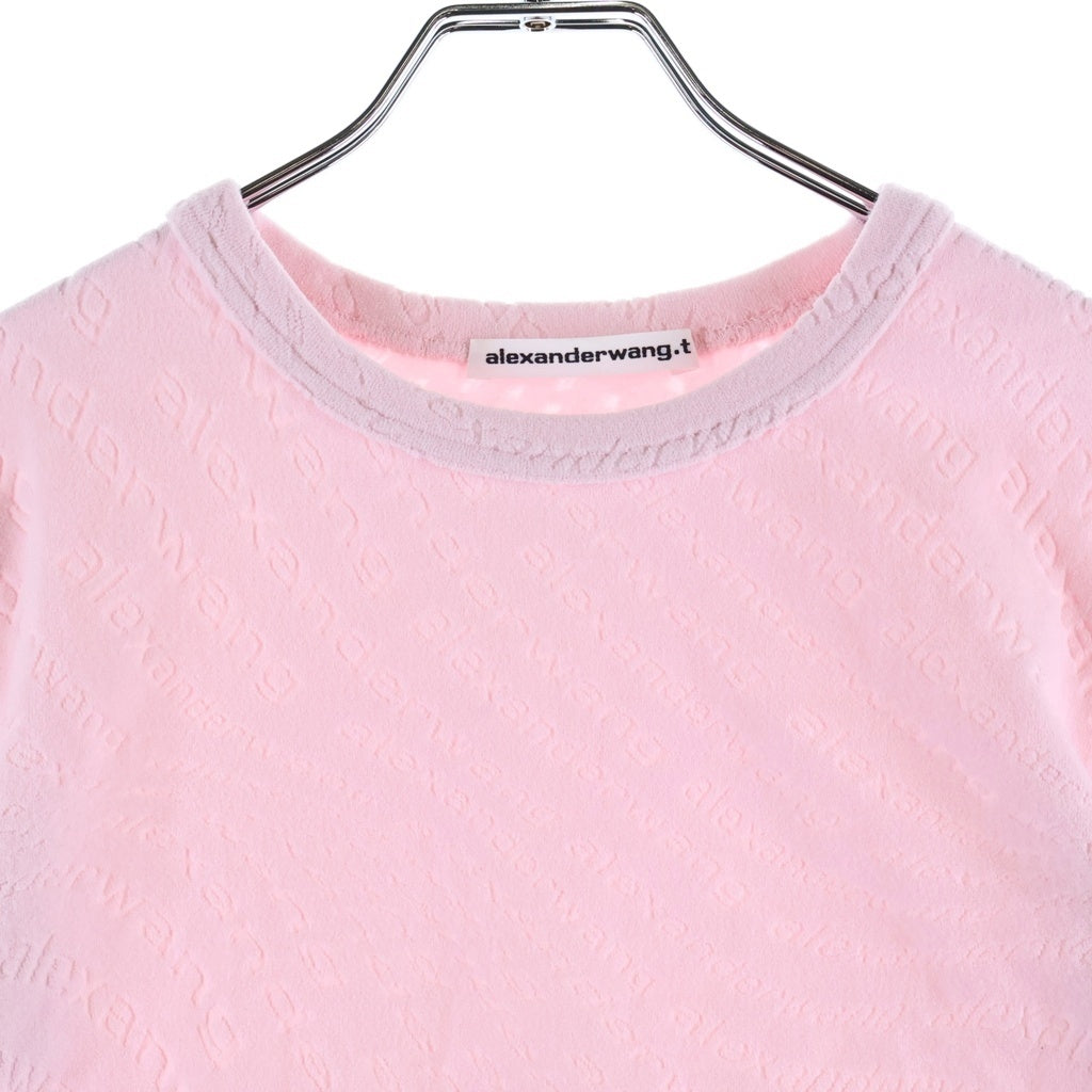 ALEXANDER WANG(アレキサンダーワン) パイル地 総柄ロゴ 半袖Tシャツ カットソー ピンク 4CC1241426 レディース