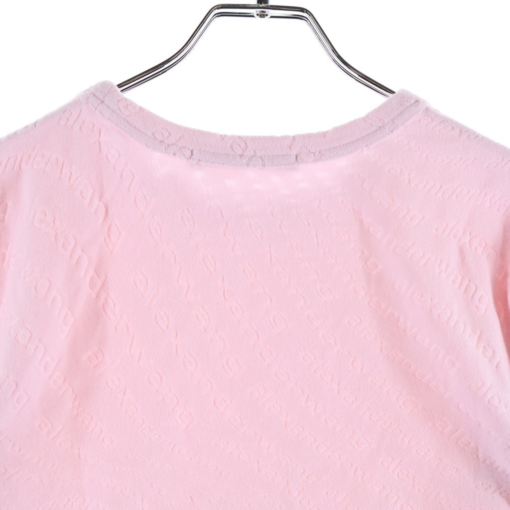 ALEXANDER WANG(アレキサンダーワン) パイル地 総柄ロゴ 半袖Tシャツ カットソー ピンク 4CC1241426 レディース